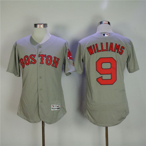 Men Boston Red Sox #9 Ted Williams Grey Elite MLB Jerseys->boston red sox->MLB Jersey
